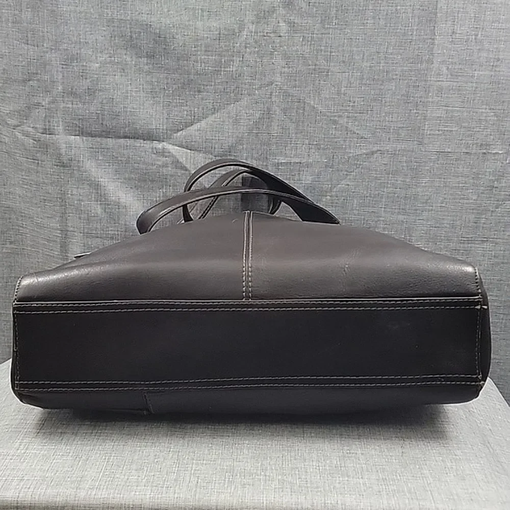Wilson's Women's Dark Brown Leather Office Tote shoulder Bag Briefcase '90s Y2K